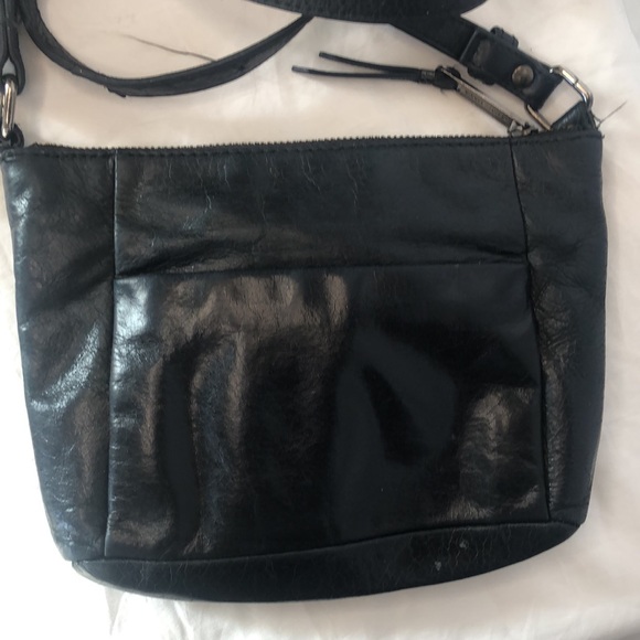 ELLIOT LUCCA black buttery soft 100% leather crossbody. Black tassels in front. - Picture 5 of 15